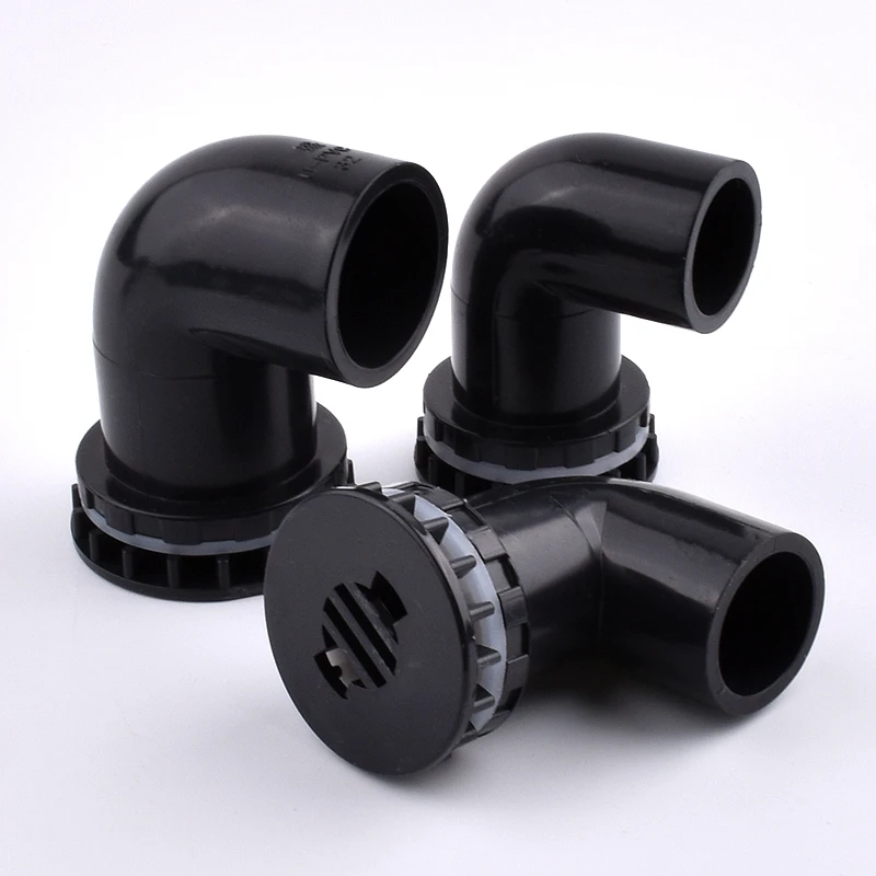 2-8pcs 20 25 32 40 50 mm Black 90 Degree Fish Tank Outlet Aquarium Water Inlet Water Tank Elbow PVC Pipe Joint Drainage