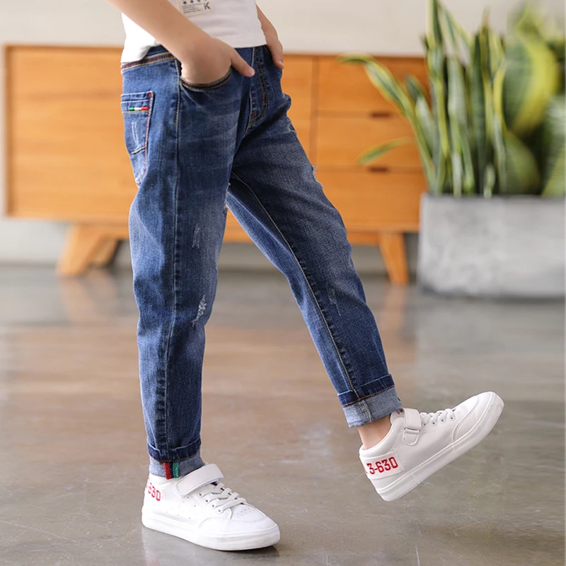 IENENS Kids Boys Jeans Classic Pants Denim Clothing Children Fashion Boy Casual Bowboy Long Trousers 5-13Y