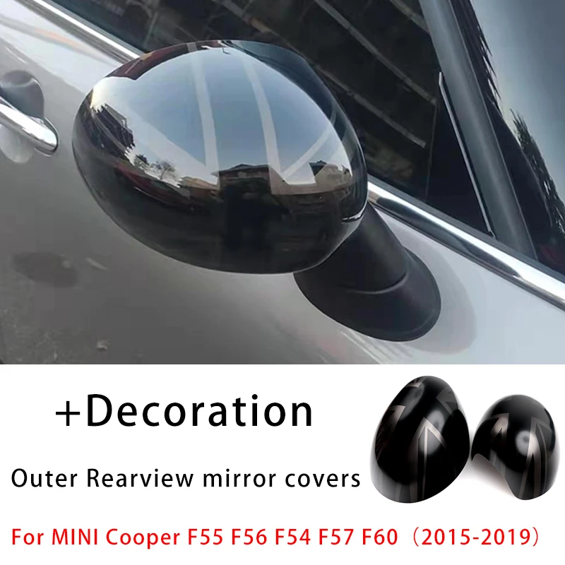 The Black Flag Shell Car Outside Rear View Mirror Covers Stickers For MINI Cooper One S JCW F54 F55 F56 F57 F60 2015-2019
