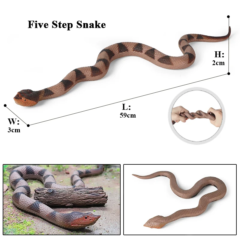 Oenux Original Wild Forest Reptile Animals Action Figures Snakes Green Anaconda Cobra Snail Lizard Model Figurines For Kid Toys