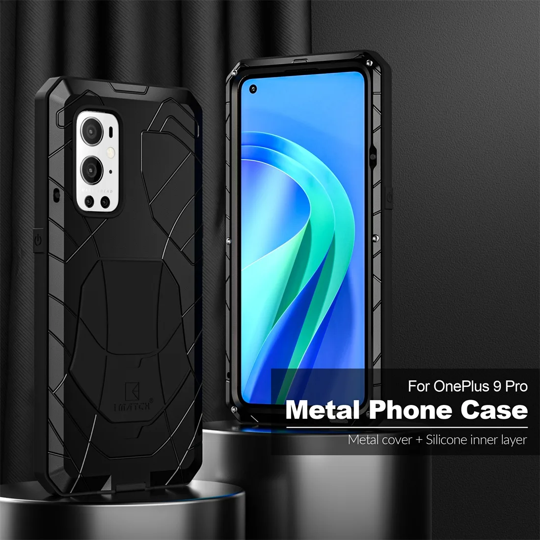 For Oneplus 9 9 Pro Case with Tempered Glass Heavy Duty Protection Armor Metal Aluminum For One plus 9 9 Pro Phone Accessories