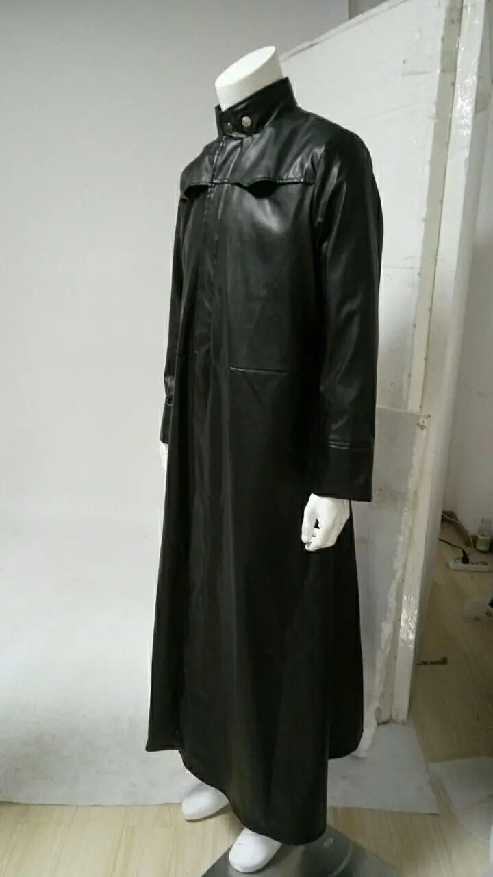 Matrix Neo Cappotto Costumi Cosplay Lungo In Pelle Nera Trench E Impermeabili giacca su misura