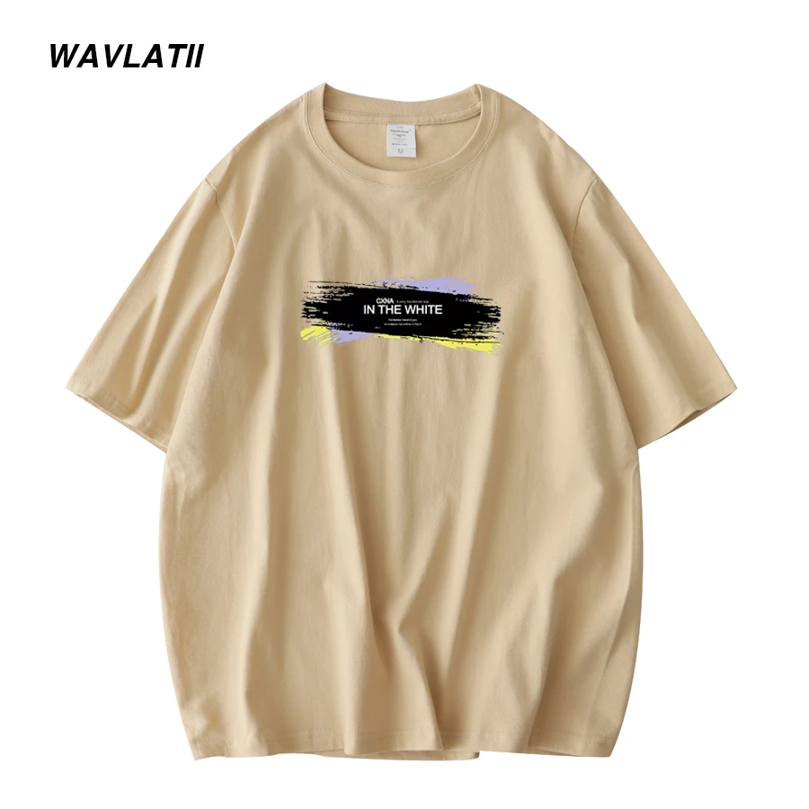 WAVLATII 2021 New Men\'s Short Sleeve T-shirts 100% Cotton Cool Printed Tees Tops for Male WMT2102