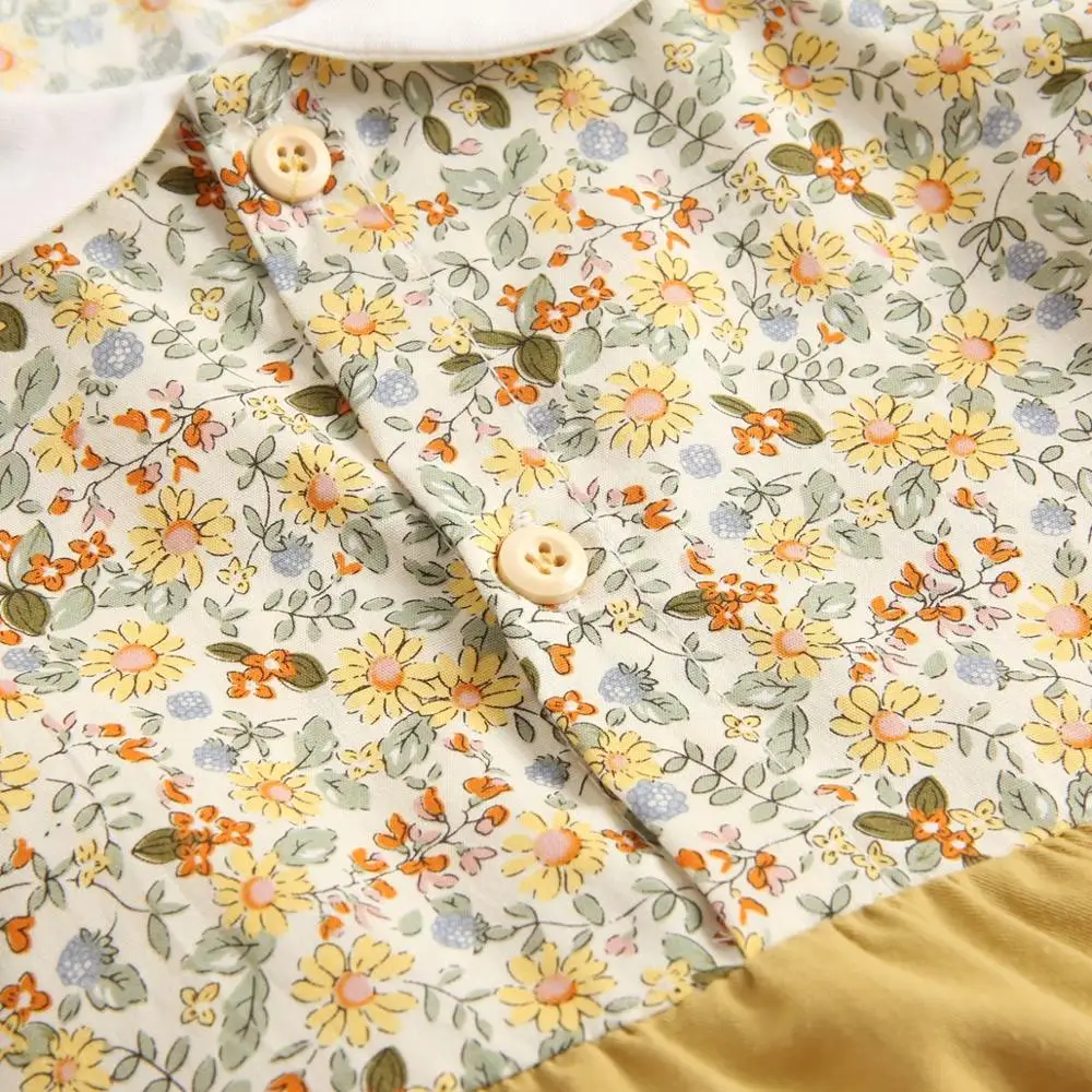 Sanlutoz-Combinaison en coton à manches longues pour bébé fille, grenouillère décontractée à motif floral, vêtements pour nourrissons, automne