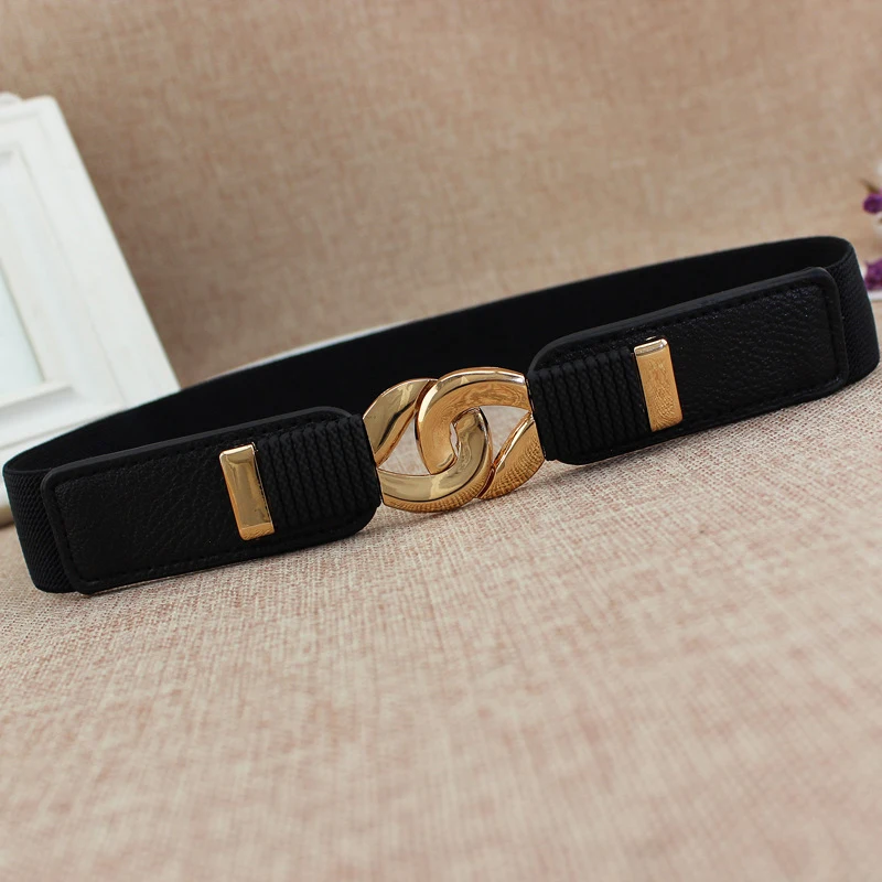 65cm Fashion Female Wide Elastic Waistband Metal Buckle Belt for Women Waist Band Cummerband Sweater Coat Clothing Accessories