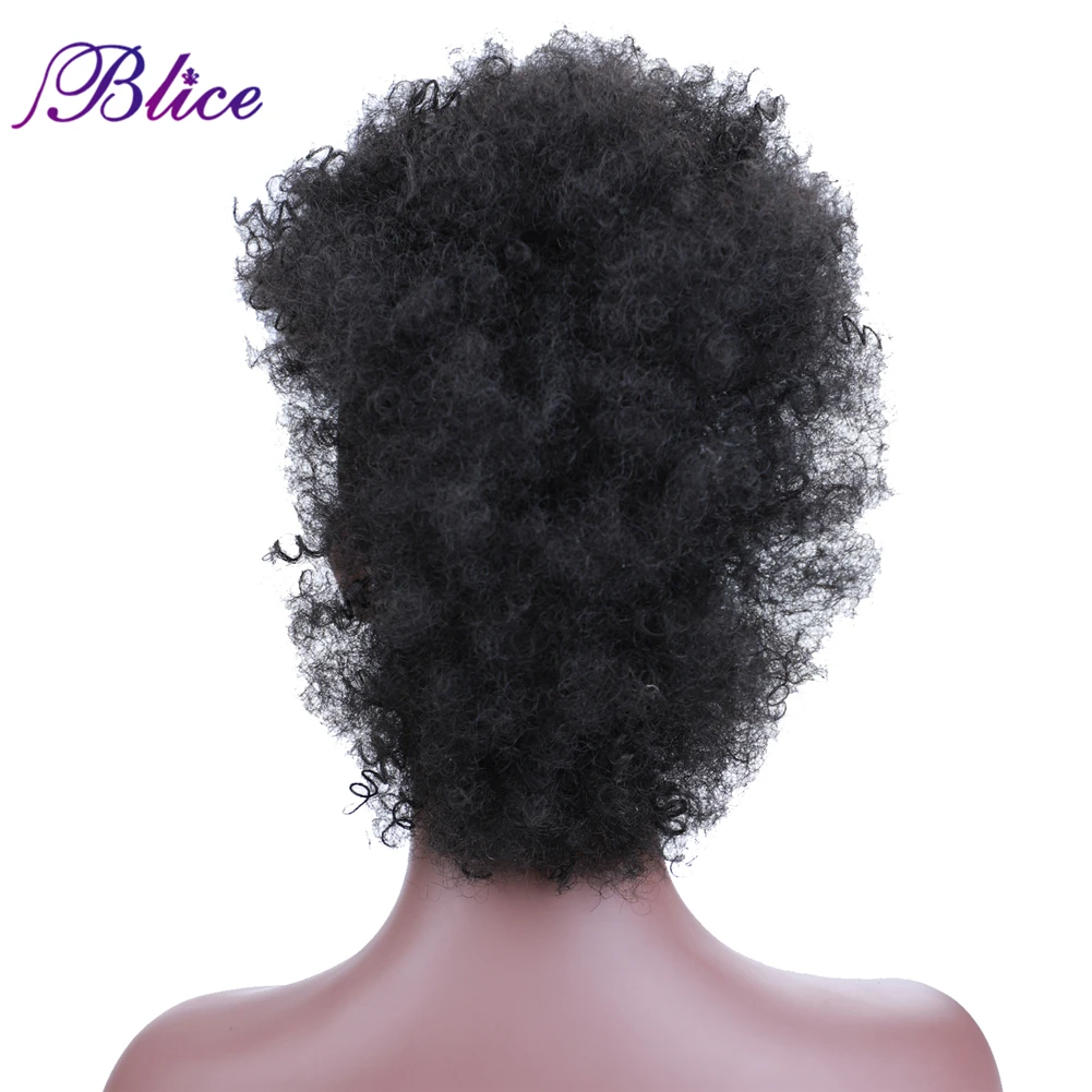 Blice sintético alto puff frohawks curto kinky encaracolado estilo mohawk extensão do cabelo clipe em peruca para mulheres afro-americanas