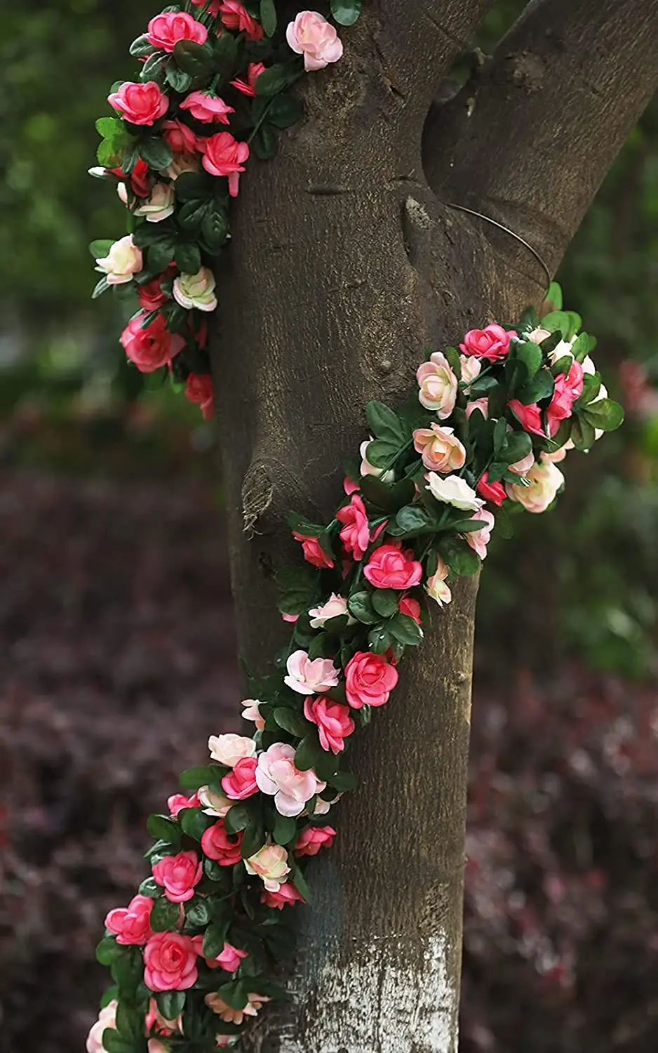 2.5m Flower Garland Fake Rose Vine Artificial Flowers Hanging Rose Ivy Hanging Baskets Wedding Arch Garden Background Decor