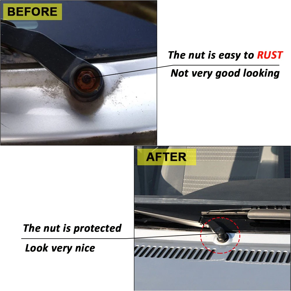 2 Pcs Front Windshield Wiper Arm Nut Bolt Cover Cap For Audi A1 A2 A3 B5 B6 B7 A8 A3 A5 A7 TT R8 RS3 RS5 OE# 1J0955205A