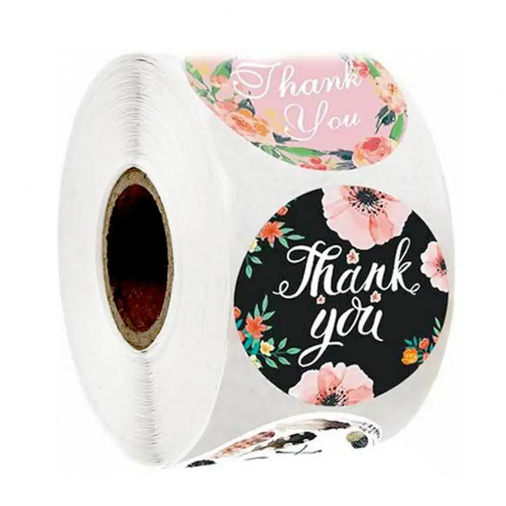 Pegatinas de agradecimiento con patrón Floral, rollo de envolturas de regalo, calcomanías para tarjetas de boda, 500 Uds.