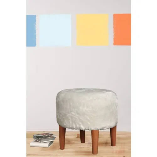 Albatross White Plush Pouffe Bench Wood