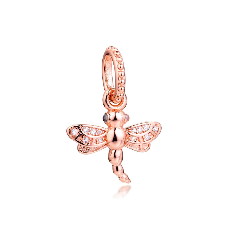 Sparkling Dragonfly Pendant Original 925 Silver Jewelry Fits Snake Chian Bracelets For Woman DIY Beads For Jewelry Making