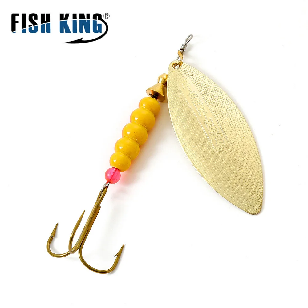 FISH KING Spinner Bait 0.125oz 0.2oz 0.33oz 0.5oz 1oz Spoon Lures Metal With Treble Hooks Arttificial Bass Bait Fishing Lure