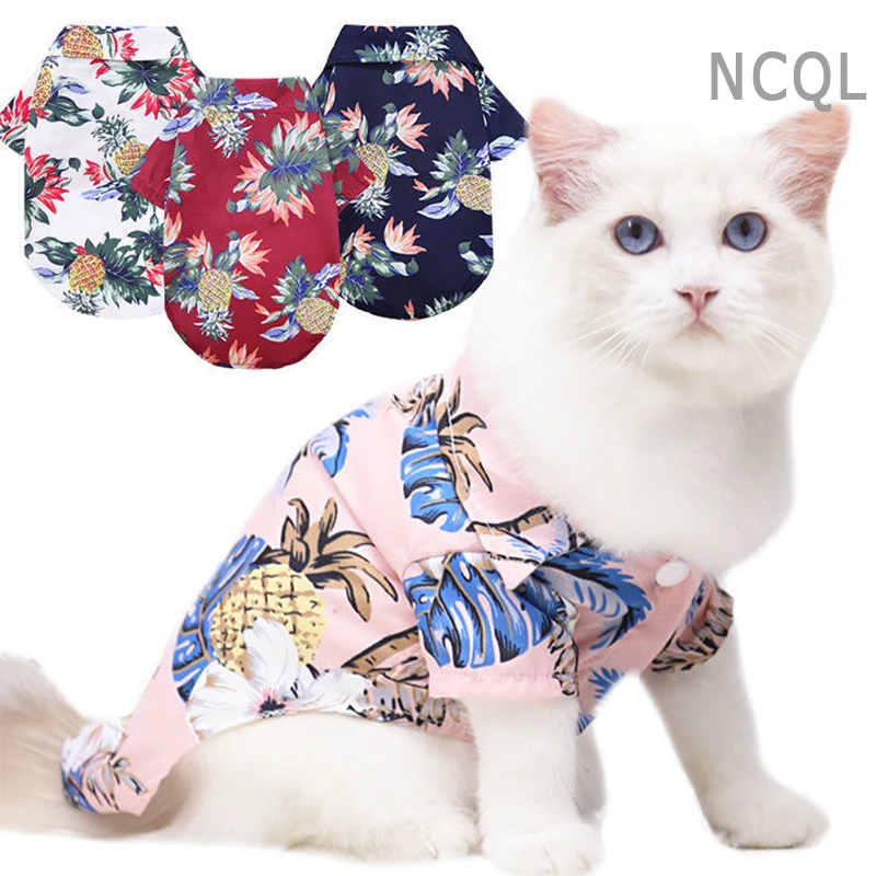 Summer Pet Printed Clothes For Dogs Floral Beach Shirt Jackets Dog Coat Puppy Costume Cat Spring Clothing Pets Outfits