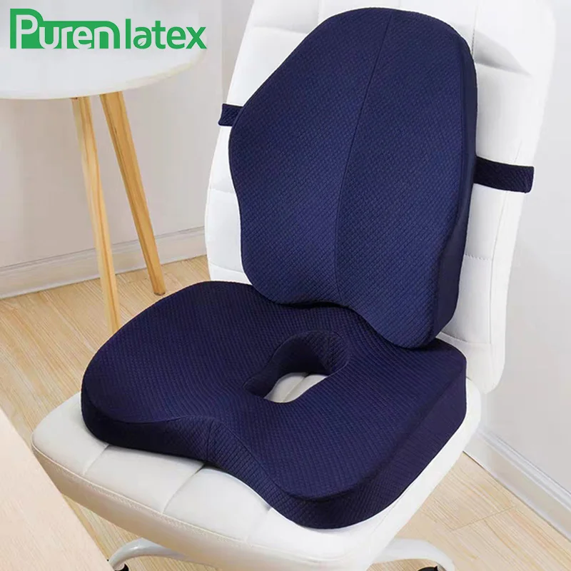 Memory Foam 2 Pcs Orthopedic Pillow Set Office Chair Cushion Coccyx Pad Car Seat Mats For Hemorrhoid Vertebra Spine Protect