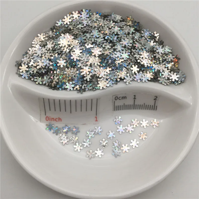 20g 5mm Snowflake PVC loose Sequins Glitter Paillettes for Nail Art Manicure, Wedding Confetti,Accessories for Ornament/Crafts