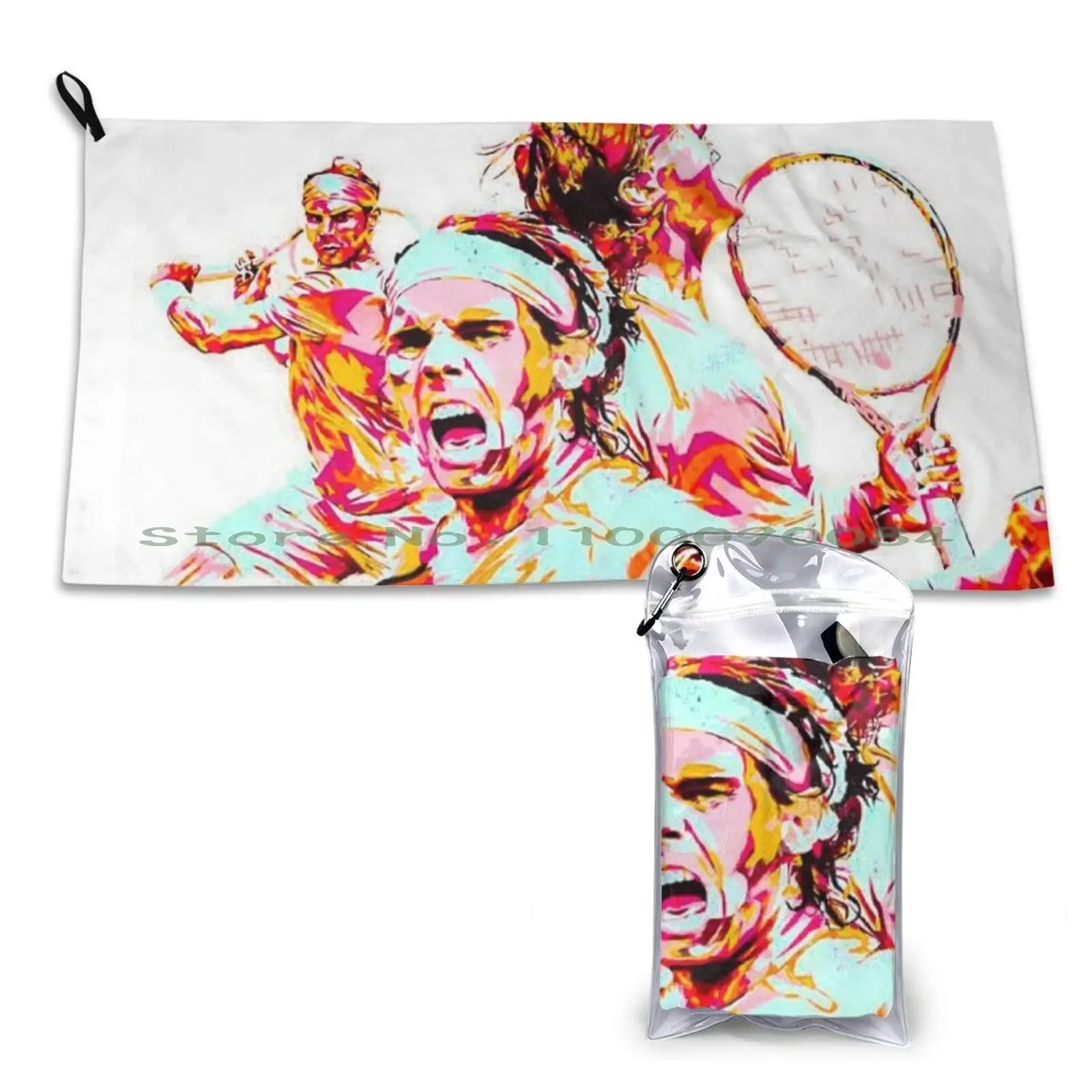 Rafael Nadal Mask Quick Dry Towel Gym Sports Bath Portable Atp Tennis Pro Rafanadal Rafael Nadal Sport Colorful Abstract Soft