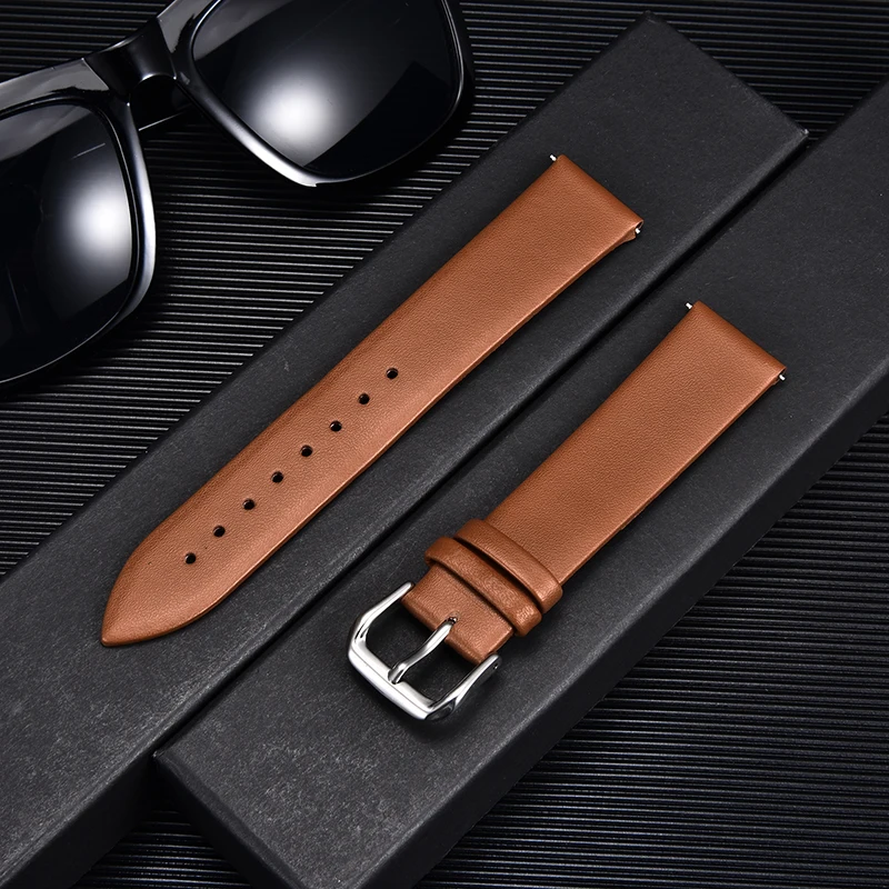 Ultra-thin Calfskin Genuine Leather Watchbands Unisex Bracelet Watch Accessories Replacement Straps 8/10/12/14/16/18/20/22mm