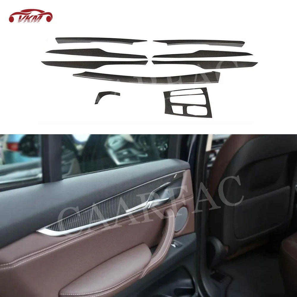 

Dry Carbon Fiber Center Console Gear Shift Panel Trim Door Handle Trim Stripe Covers For BMW X5 F15 X6 F16 2015-2019
