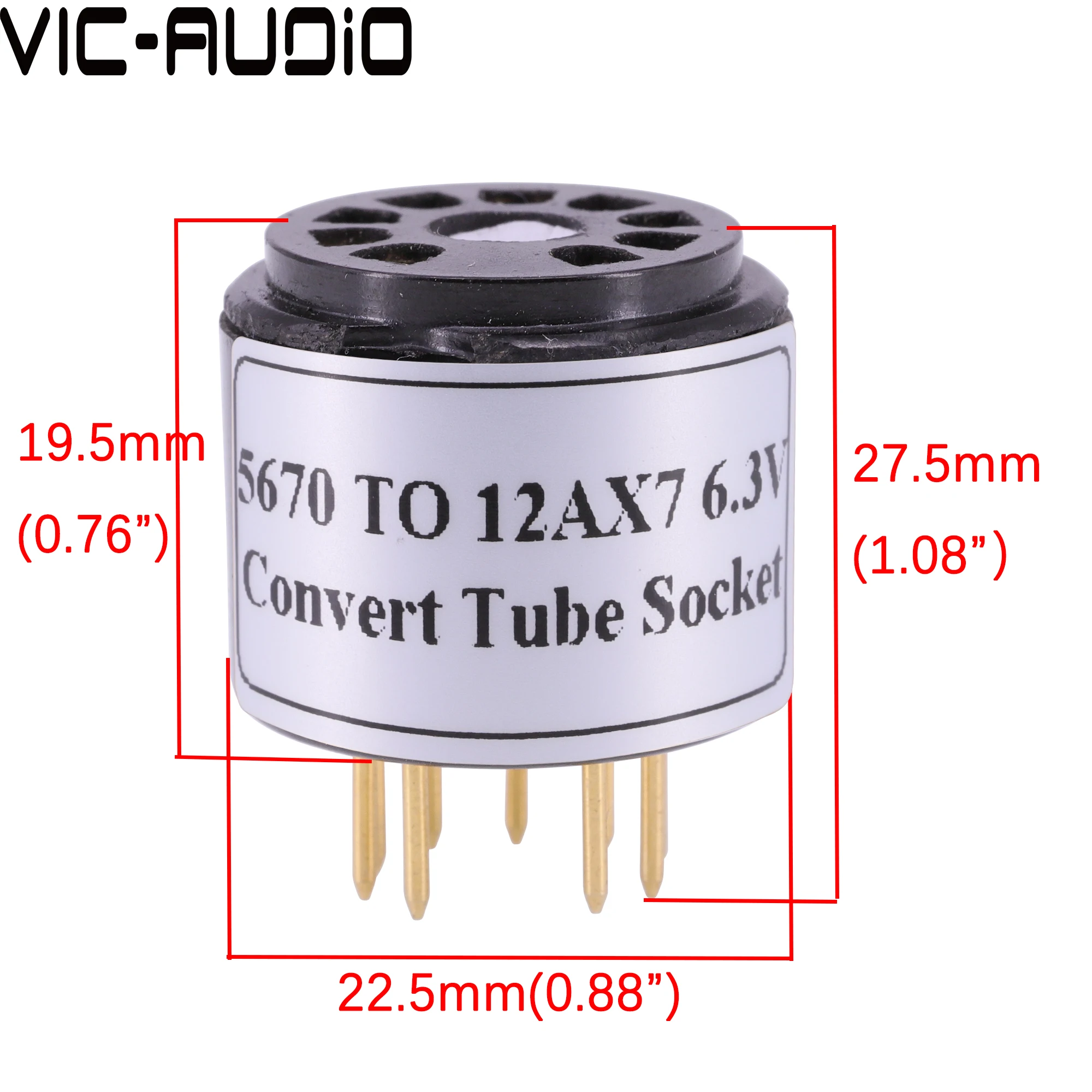 Adaptateur de prise de tube à vide, amplificateur audio bricolage, conversion de tube à vide, 6N3, 6H3N, 369A, 5670 à 12AX7, ECC82, ECC83, 12AU7, 6.3V, 1 pièce