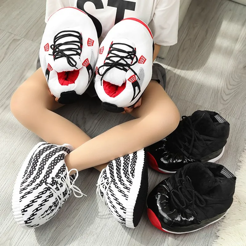 XIN CHAO Unisex Winter Graffiti Warm Slippers Women Indoor Cotton Shoes One Size 36-43 Sneakers Men Floor Sliders Ladies Slipper