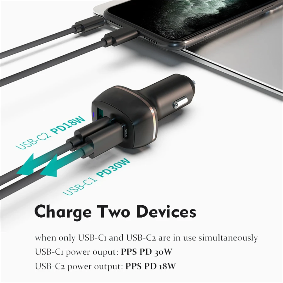 48W PPS PD Fast Car Charger สำหรับ SAMSUNG Note 20 Ultra S20 Plus หมายเหตุ10 + S10 5G PD Quick Charge สำหรับ iPhone 12 Pro Max QC4.0 3.0