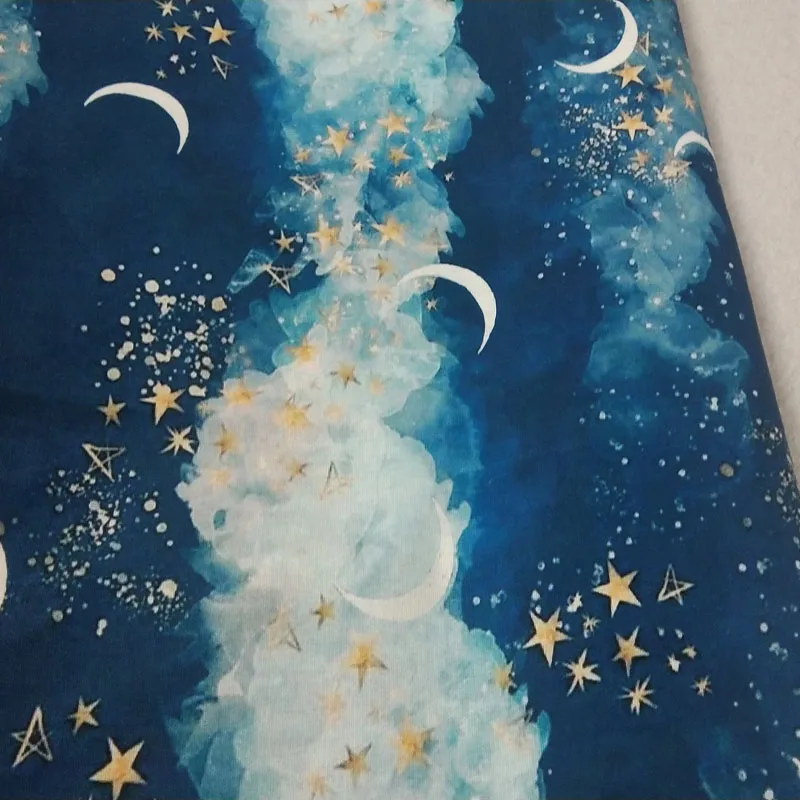 Pretty Sky World Star Galaxy Series Moon Cloud Printed Cotton Fabric 50x105cm Star Fabric Patchwork Cloth Bag Party Home Decor