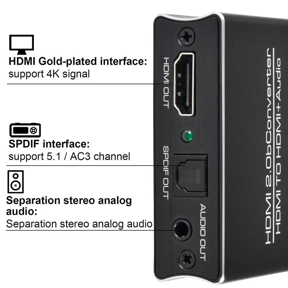 Adaptador de áudio hdmi 1080, 4k/30hz, 3.5 p, 2.0mm + spdif, conversor para ps5, 4 pc, laptop, reprodutor hd