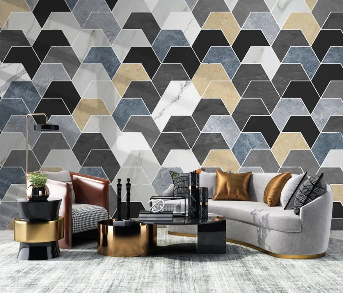 

beibehang custom papel de parede 3d Modern minimalist marble geometric wall decorations living room background mural wallpaper