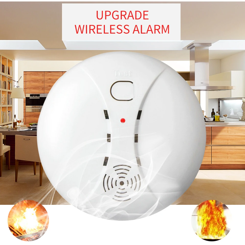 sem fio smoke alarme sensor home security alarm system roubo alarme trabalhar com gsm wifi 433mhz 01