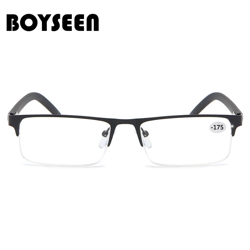 BOYSEEN-Gafas de miopía de aleación de titanio, lentes no esféricas recubiertas de 12 capas, lentes menos, anteojos para miopía de negocios, 0,5-1,0-1,25