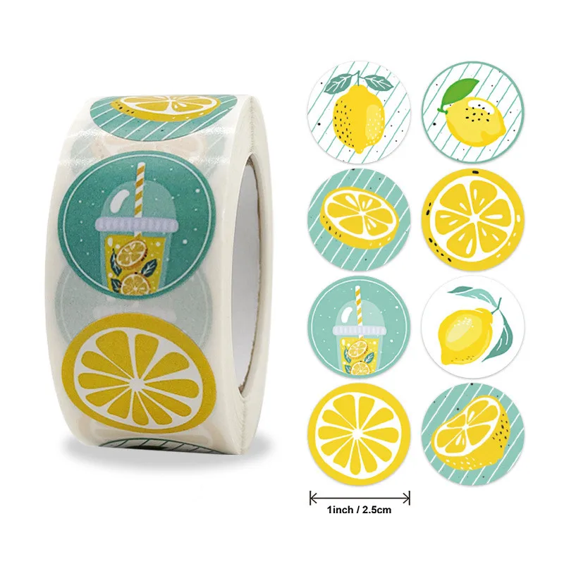 

Yellow Lemon Thank You Sticker 2.5 Cm 500pcs Seal Label Per Roll For Ordering Business Handmade Baking Party Supplies