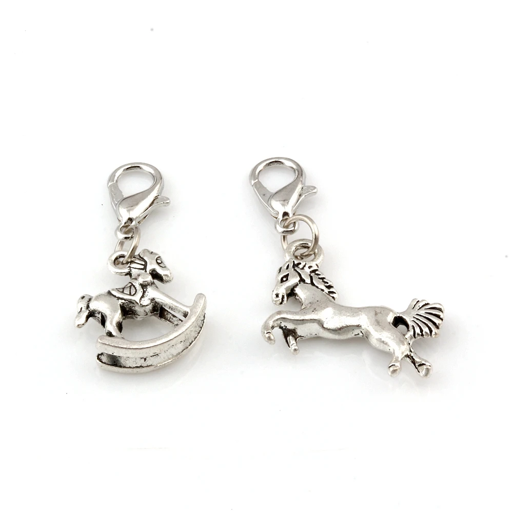 102Pcs Alloy Mix Horse Floating Lobster Clasps Charm Pendants For Jewelry Making Bracelet Necklace DIY Accessories