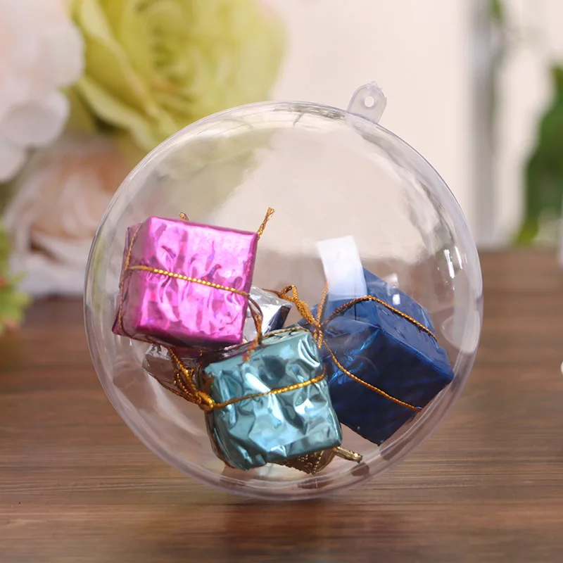 Christmas Decoration Ball Transparent Openable Plastic Clear Ornament Present Box 3cm 4cm 5cm 6cm 7cm 8cm 10cm 12cm 14cm 16cm