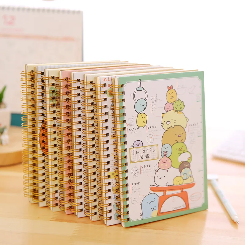 4 pcs/lot Sumikko Gurashi Coil A5 Notebook Portable Loose leaf Blank Word Book Card Tearable Notepads Stationery school supplies