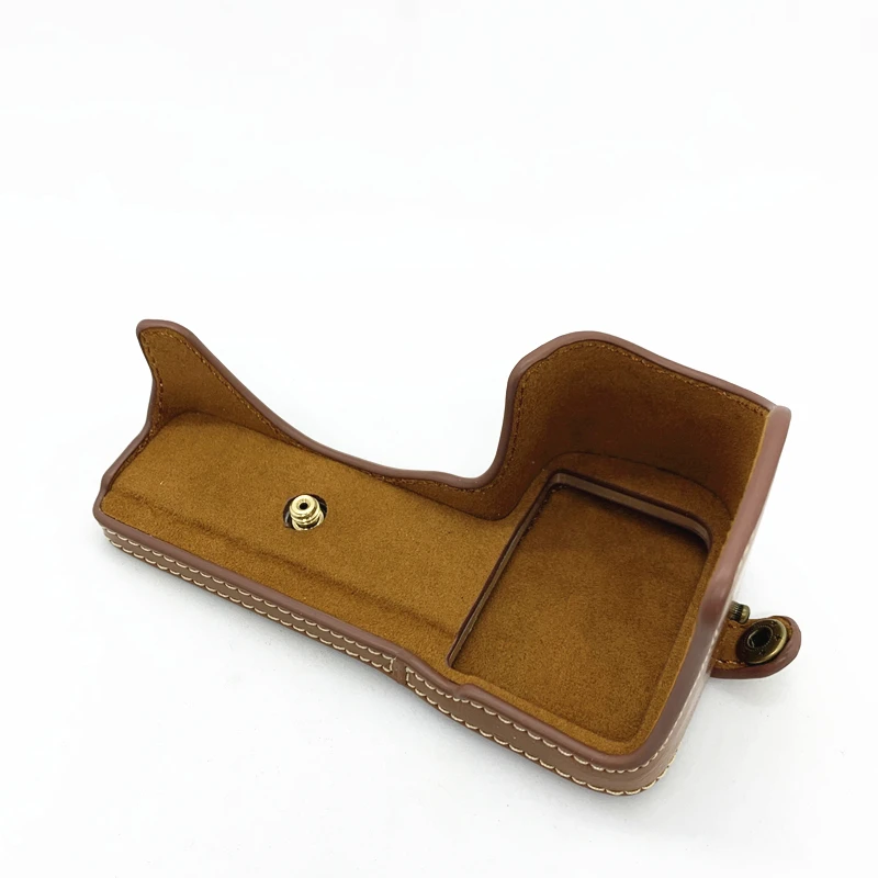 แบบพกพา PU กล้องหนังครึ่งฝาครอบสำหรับ SONY A6600 เปลือกป้องกันแบตเตอรี่