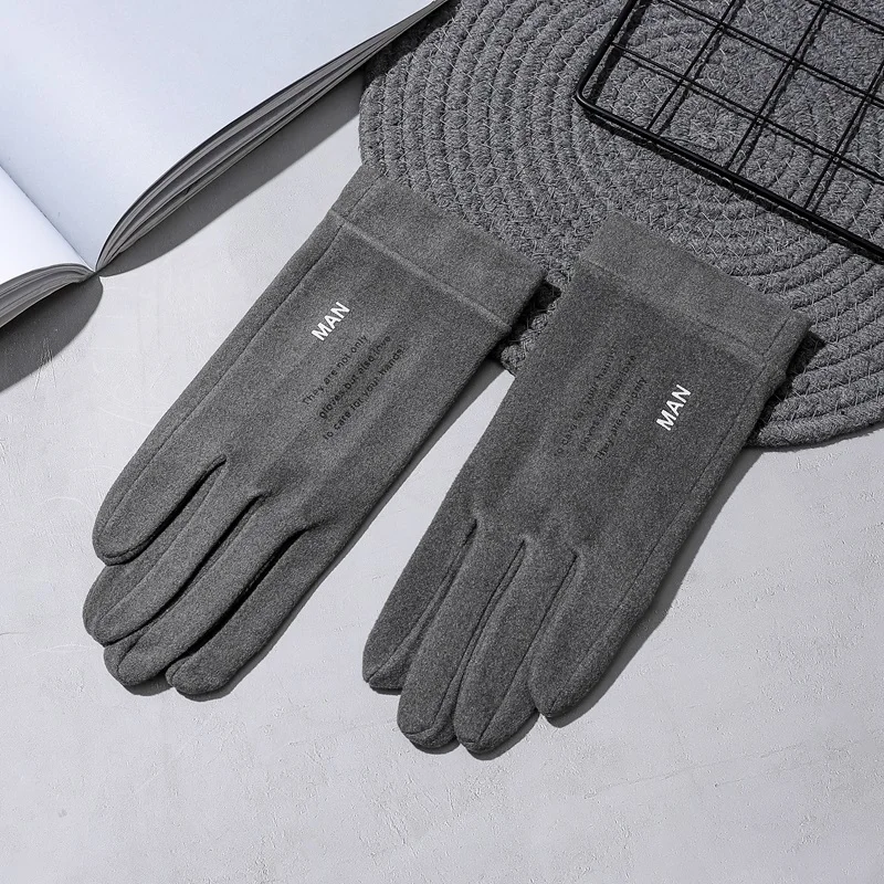 Gants en laine de lapin pour hommes, doux, élastique, écran tactile, doigt complet, chaud, cyclisme, conduite, Business, hiver