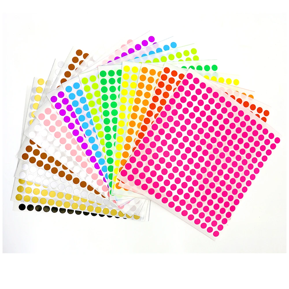 8mm Writable Stickers 14 Color Self-adhesive Dot Labels Sealing Carton Stickers 2560pcs
