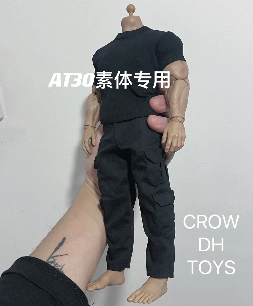 1/6th Black Short Sleeves Tops Pants For 12inch Strong Durable Worldbox AT030 Body Doll Collectable