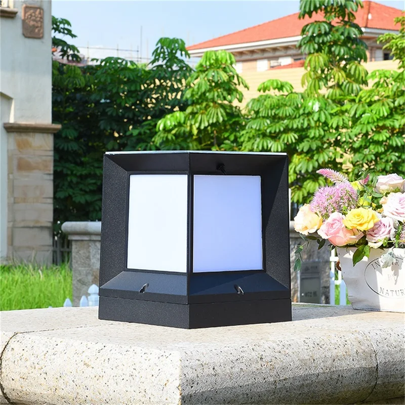 Imagem -04 - Irmão Solar Moderno Cubo de Parede ao ar Livre Luz Led Pilar Pós Lâmpada à Prova Impermeável Água Luminárias para Casa Jardim