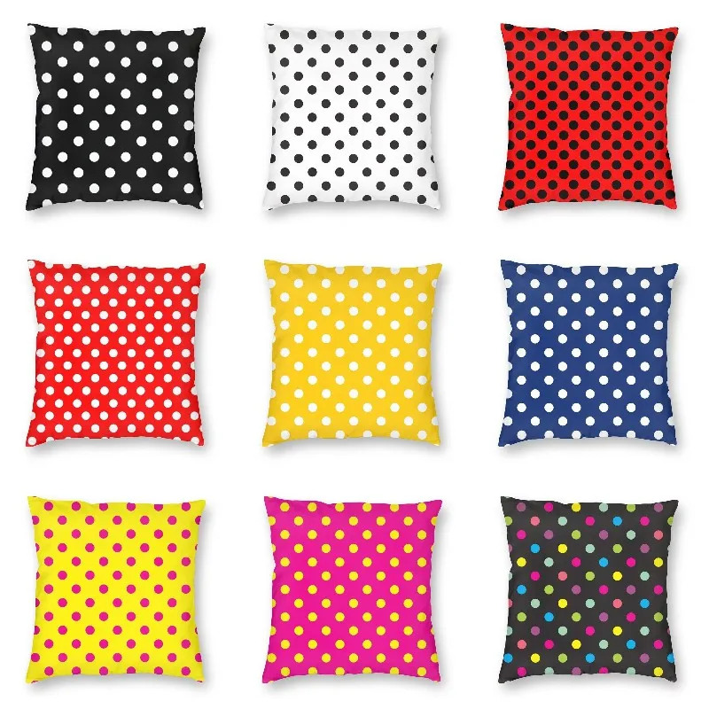 Federa per cuscino quadrata con stampa a pois in bianco e nero fodera per cuscino Pop Art geometrica colorata decorativa per la casa per divano