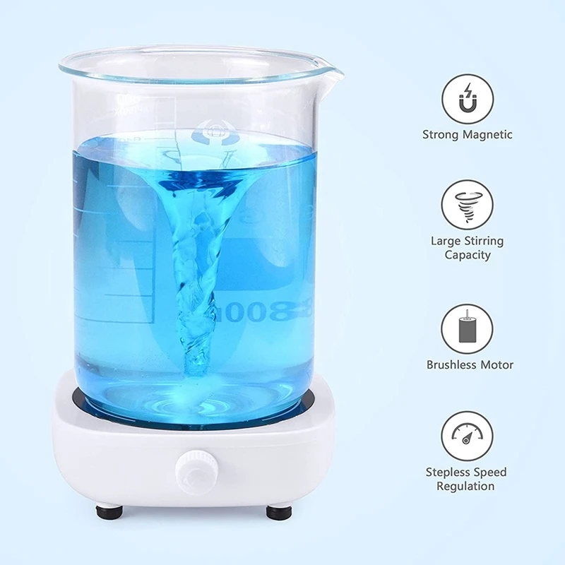 Magnetic Stirrer Mini Lab ผัดผสมแบบพกพา Stirrer จานผัดบาร์2L 4000RPM สำหรับห้องปฏิบัติการ EU Plug
