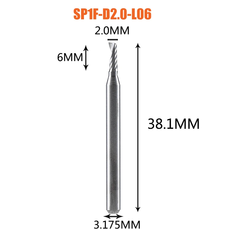 1 st AAAAA CNC Acryl Hout Aluminium Frees 1-12mm 3D Graveren Enkele Fluit Frees Spiraal frees Houtbewerking