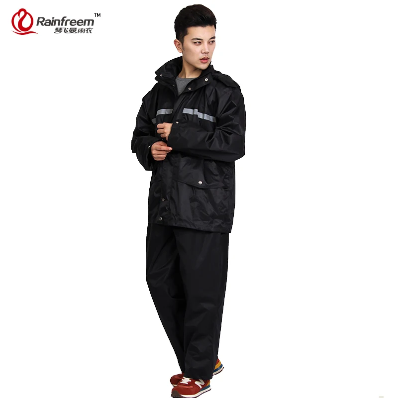 Rainfreem Brand Impermeable Raincoat Women/Men Jacket Pants Set Adult Rain Poncho Thick Rain Gear Motorcycle Rainsuit