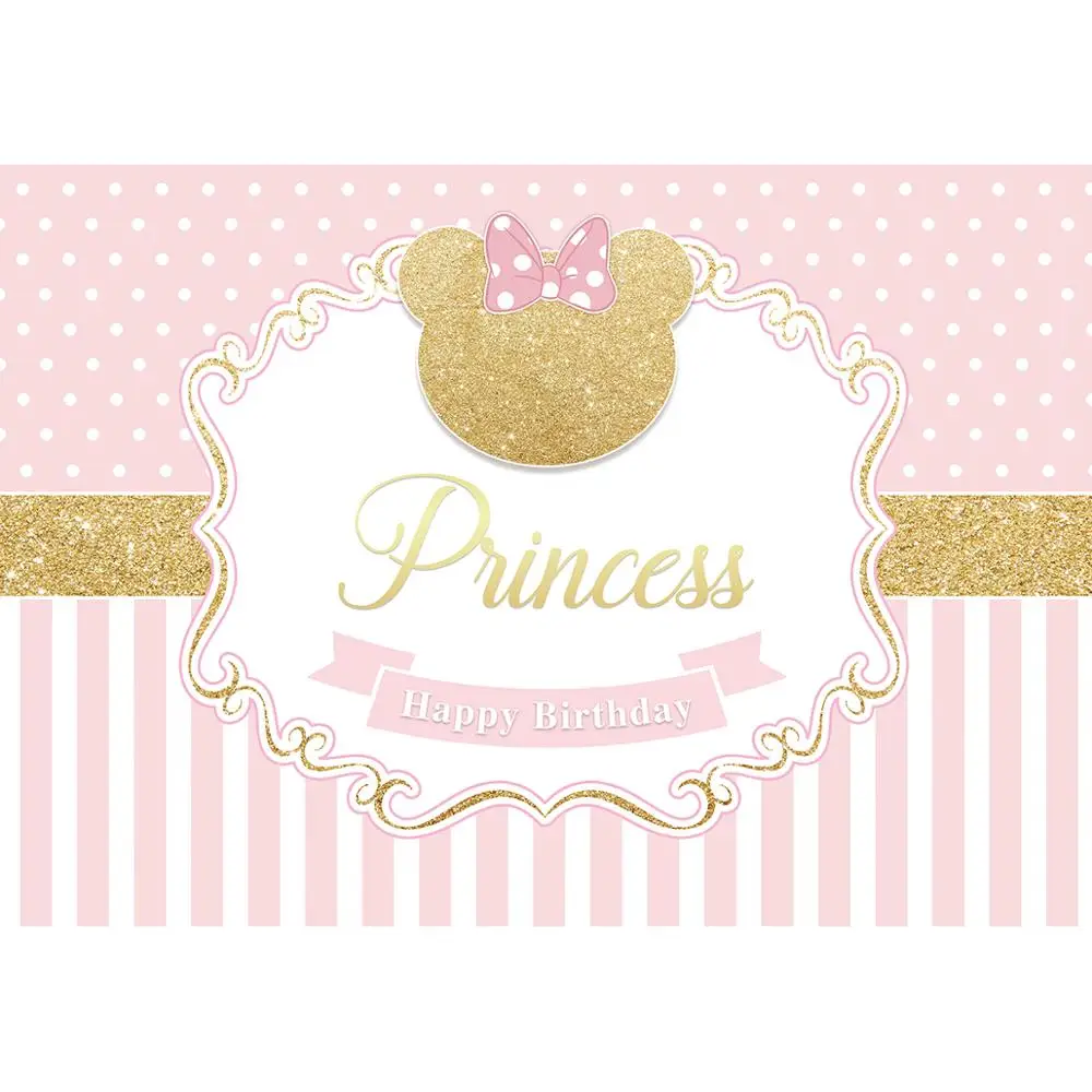 Allenjoy 귀여운 마우스 배경 행복 한 생일 소녀 베이비 샤워 파티 장식 사진 활 공주 서클 배너 배경
