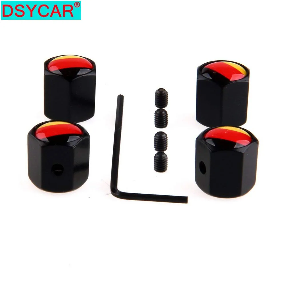 

DSYCAR 4Pcs/Set German Flag Style Bike Motorcycle Car Tire Valve Stem Caps For Car/Motorcycle,Air Leakproof