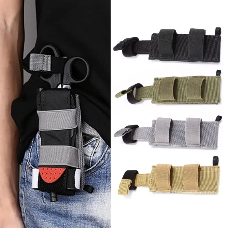 Outdoor Survival Tourniquet Molle Pouch Hiking Camping Elastic Bandage Bag Holder Militarys Medical Scissor Case Strap Bag