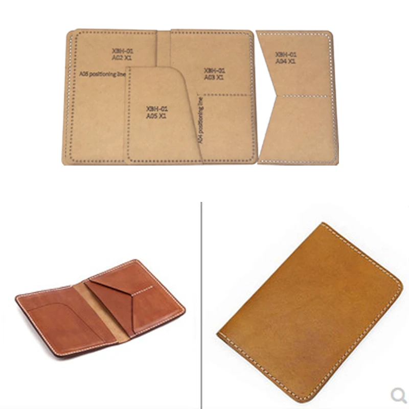 DIY Leather Sewing Pattern Kraft Paper Stencil Template Travel Passport Holder Covers Organizer Card Holder English Version