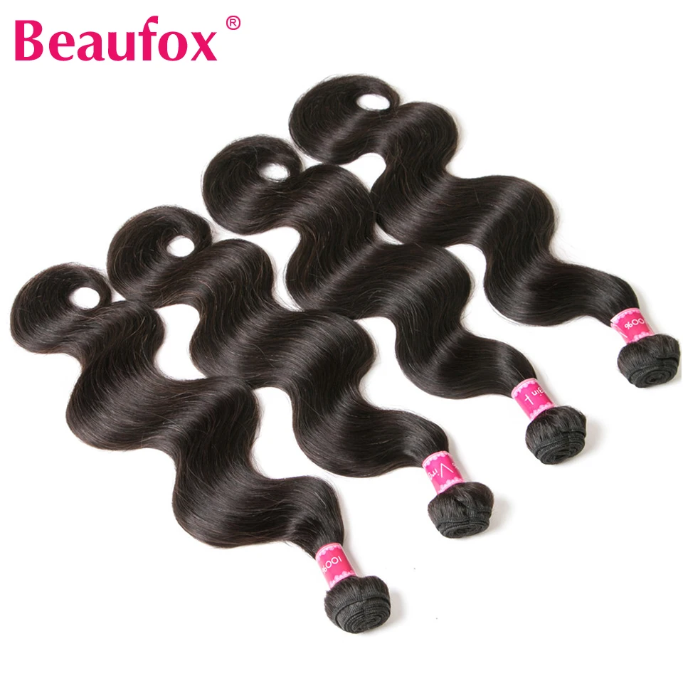 Beaufox Indische Körper Welle Bundles Mit Verschluss Menschliches Haar Weben 3/4 Bundles Mit Verschluss 30 In Haar Bundles Mit Spitze Verschluss