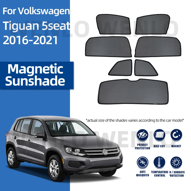 

For Volkswagen Tiguan 5seats 2016-2021 Interior Curtain Windshield Sunshade Sun Visor Protection Shades Cover Magnetic Mesh Net