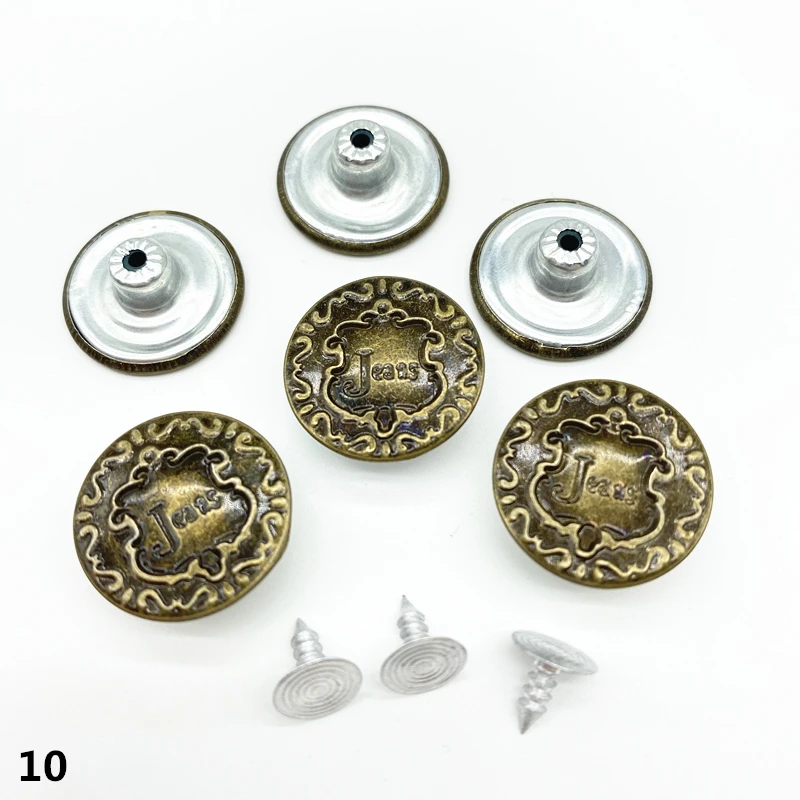 20pcs 20mm Bronze Fashion Metal Jeans Button Shank for Garment Pants Sewing Clothes Accseeories Handmade #Ro